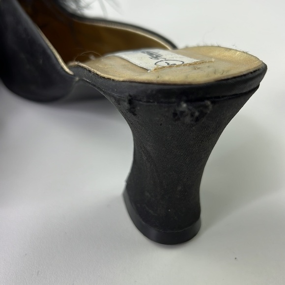 Intimate Details Black Boudoir Heel Slipper Mules Shoes - Picture 8 of 9